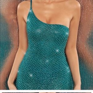 Oh Polly Emerald Green Embellished Mini Dress